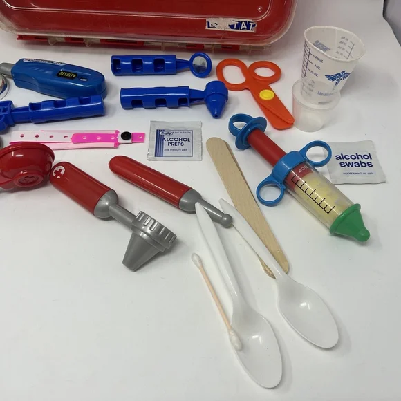 Vintage 28 PC Variety Medical Kit Doctor Dr Nurse Bag Play Set WOW